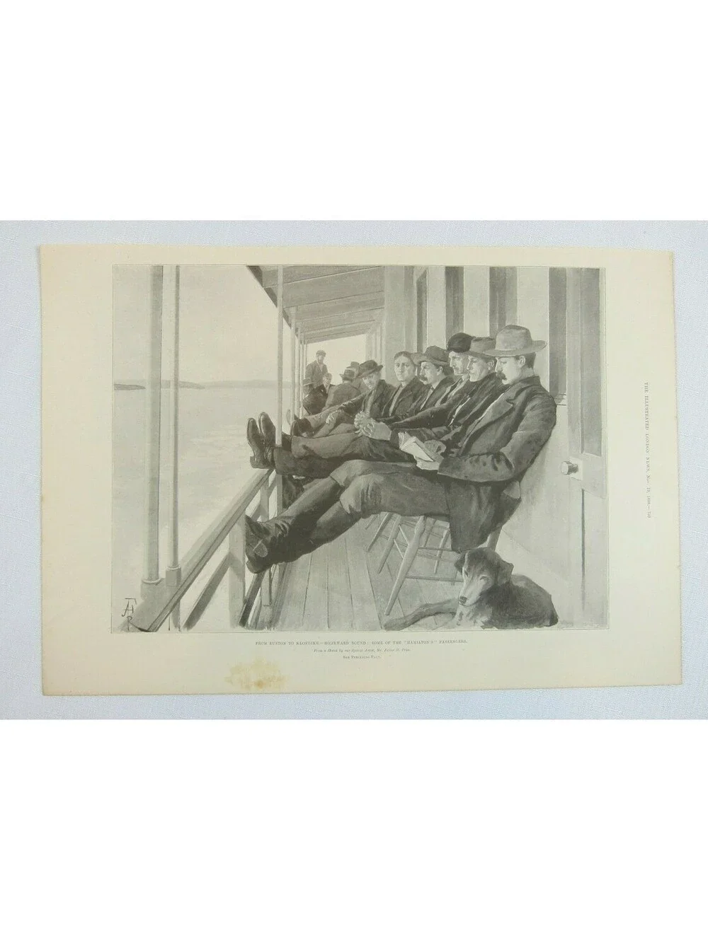 Antique 1898 Print Canada Euston to Klondike Homeward Hamilton Passengers Ship